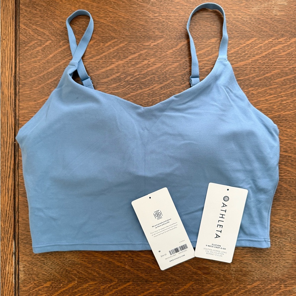 NWOT Athleta Elation V-Neck Crop D-DD - Size M - Chrome Blue